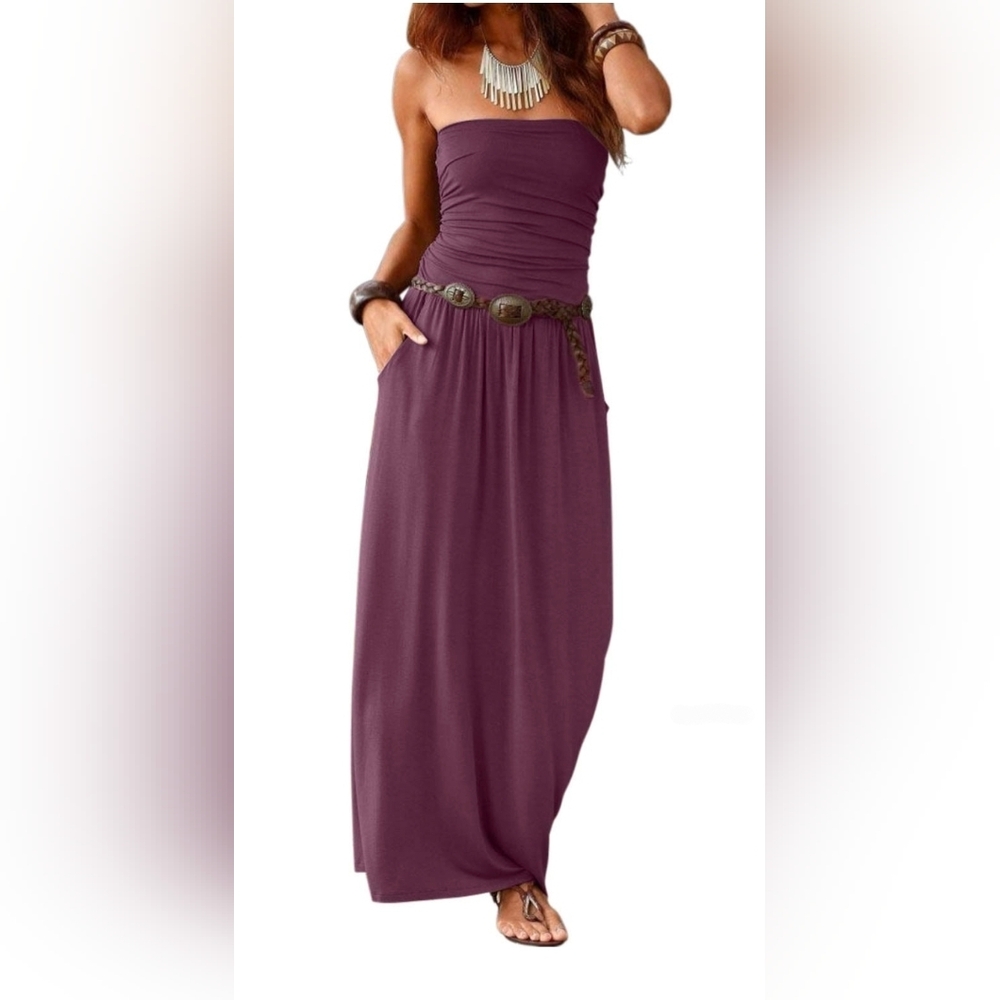 Strapless Off SHOULDER Purple Maxi Dress